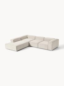 Modulares XL-Ecksofa Lennon aus Cord, Bezug: Cord (92 % Polyester, 8 %, Gestell: Massives Kiefernholz, Spe, Cord Hellbeige, B 329 x T 269 cm, Eckteil links