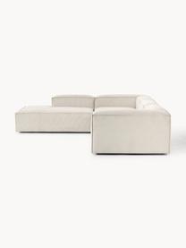 Modulares XL-Ecksofa Lennon aus Cord, Bezug: Cord (92 % Polyester, 8 %, Gestell: Massives Kiefernholz, Spe, Füße: Kunststoff Dieses Produkt, Cord Hellbeige, B 329 x T 269 cm, Eckteil links