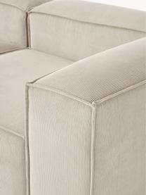 Sofá rinconera modular grande de pana Lennon, Tapizado: pana (92% poliéster, 8% p, Estructura: madera de pino maciza, ma, Patas: plástico Este producto es, Pana beige claro, An 329 x F 269 cm, chaise longue izquierda