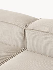 Sofá rinconera modular grande de pana Lennon, Tapizado: pana (92% poliéster, 8% p, Estructura: madera de pino maciza, ma, Patas: plástico Este producto es, Pana beige claro, An 329 x F 269 cm, chaise longue izquierda