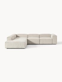 Sofá rinconera modular grande de pana Lennon, Tapizado: pana (92% poliéster, 8% p, Estructura: madera de pino maciza, co, Patas: plástico Este producto es, Pana beige claro, An 329 x F 269 cm, chaise longue izquierda