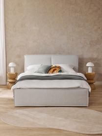 Gestoffeerd bed Dream met opbergruimte, Bekleding: polyester (gestructureerd, Frame: massief grenenhout en pla, Geweven stof greige, B 200 x L 200 cm