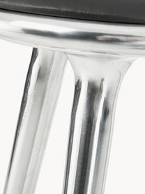 Sgabello da bar in alluminio e pelle High Stool, Gambe: alluminio rivestito, Seduta: pelle, Argentato, pelle nero, Larg. 45 x Alt. 69 cm