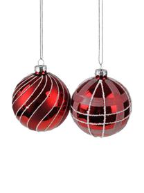 Weihnachtskugel-Set Designs Ø 8 cm, 4-tlg., Glas, lackiert, Rot, Ø 8 cm