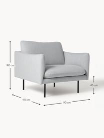 Fauteuil Moby, Tissu gris clair, larg. 90 x prof. 90 cm