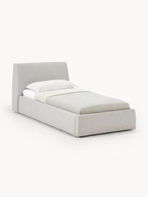 Cama individual Cloud, Tapizado: tejido finamente texturiz, Estructura: madera de pino y roble ma, Patas: madera pintada El materia, Tejido beige claro, An 90 x L 200 cm