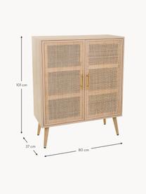 Dressoir Cayetana, Frame: MDF, fineer, Handvatten: metaal, Poten: bamboehout, gelakt, Bruin, hout, B 80 cm x H 101 cm