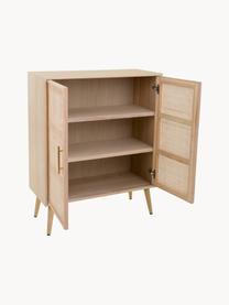 Dressoir Cayetana, Frame: MDF, fineer, Handvatten: metaal, Poten: bamboehout, gelakt, Bruin, hout, B 80 cm x H 101 cm