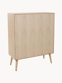 Credenza alta con ante Cayetana, Maniglie: metallo, Piedini: legno di bambù verniciato, Legno chiaro, marrone, Larg. 80 x Alt. 101 cm