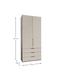 Drehtürenschrank Monaco, 2-türig, Korpus: Holzwerkstoff, foliert, Griffe: Metall, beschichtet, Hellbeige, B 99 x H 216 cm