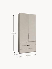 Drehtürenschrank Monaco, 2-türig, Korpus: Holzwerkstoff, foliert, Griffe: Metall, beschichtet, Beige, B 99 x H 216 cm