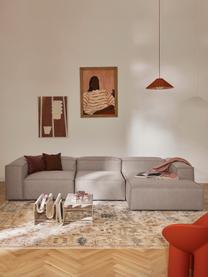 Canapé d'angle modulable Lennon, Tissu taupe, larg. 327 x prof. 180 cm, méridienne à gauche
