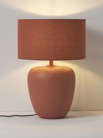 Große Keramik-Tischlampe Eileen, Lampenschirm: Leinen (100 % Polyester), Lampenfuß: Keramik, Terrakotta, matt, Ø 33 x H 48 cm