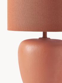 Große Keramik-Tischlampe Eileen, Lampenschirm: Leinen (100 % Polyester), Lampenfuß: Keramik, Terrakotta, matt, Ø 33 x H 48 cm