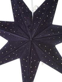 Estrella navideña de terciopelo Orby, Papel cubierto de terciopelo, Azul oscuro, dorado, Ø 45 cm