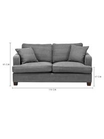 Duża sofa Warren (2-osobowa), Tapicerka: 60% bawełna, 40% len Tkan, Nogi: czarne drewno, Szary, S 178 x W 85 cm