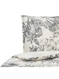 Housse de couette en satin de coton Vivienne, Crème, noir, gris