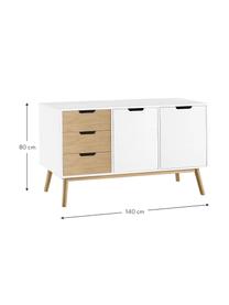 Aparador Bakna, Tablero de fibras de densidad media (MDF), Blanco, beige, An 140 x Al 80 cm