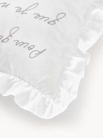 Taie d'oreiller en percale de coton Leire, Blanc, gris, larg. 50 x long. 70 cm