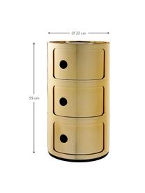 Design Container Componibili, 3 Elemente, Kunststoff (ABS), lackiert, Greenguard-zertifiziert, Goldfarben, glänzend, Ø 32 x H 59 cm