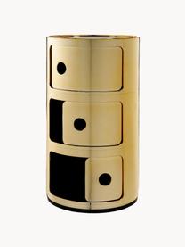 Design Container Componibili, 3 elementen, Kunststof (ABS), gelakt, Greenguard-gecertificeerd, Glanzend goudkleurig, Ø 32 x H 59 cm