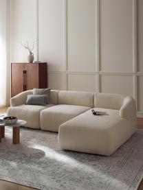 Canapé d'angle modulable 3 places en tissu peluche Sofia, Peluche blanc cassé, larg. 277 x prof. 185 cm, méridienne à droite