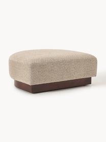 Sofa-Hocker Natalie aus Teddy-Bouclé, Bezug: Teddy-Bouclé (100 % Polye, Gestell: mitteldichte Holzfaserpla, Sockel: Massives Buchenholz, lack, Teddy-Bouclé Beige, dunkles Buchenholz, B 91 x T 107 cm