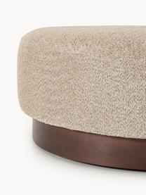 Sofa-Hocker Natalie aus Teddy-Bouclé, Bezug: Teddy-Bouclé (100 % Polye, Gestell: mitteldichte Holzfaserpla, Sockel: Massives Buchenholz, lack, Teddy-Bouclé Beige, dunkles Buchenholz, B 91 x T 107 cm