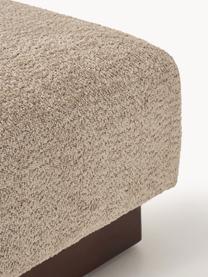 Sofa-Hocker Natalie aus Teddy-Bouclé, Bezug: Teddy-Bouclé (100 % Polye, Gestell: mitteldichte Holzfaserpla, Sockel: Massives Buchenholz, lack, Teddy-Bouclé Beige, dunkles Buchenholz, B 91 x T 107 cm