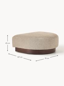 Sofa-Hocker Natalie aus Teddy-Bouclé, Bezug: Teddy-Bouclé (100 % Polye, Gestell: mitteldichte Holzfaserpla, Sockel: Massives Buchenholz, lack, Teddy-Bouclé Beige, dunkles Buchenholz, B 91 x T 107 cm