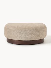 Sofa-Hocker Natalie aus Teddy-Bouclé, Bezug: Teddy-Bouclé (100 % Polye, Gestell: mitteldichte Holzfaserpla, Sockel: Massives Buchenholz, lack, Teddy-Bouclé Beige, dunkles Buchenholz, B 91 x T 107 cm