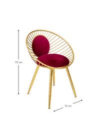 Silla tapizada Vivianna, Estructura: metal, Tapizado: terciopelo, Dorado, rojo, An 12 x Al 70 cm