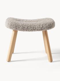 Plyšová stolička s dřevěnými nohami Wing, Greige, březové dřevo, Š 50 cm, V 41 cm
