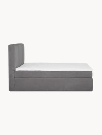 Letto boxspring Oberon, Superficie: nucleo a 5 zone di molle , Piedini: plastica Questo prodotto , Tessuto antracite, Larg. 180 x Lung. 200 cm, grado di durezza 3