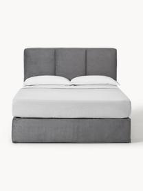 Cama continental Oberon, Patas: plástico Este producto es, Tejido gris antracita, An 180 x L 200  cm, dureza H2