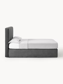 Letto boxspring Oberon, Superficie: nucleo a 5 zone di molle , Piedini: plastica Questo prodotto , Tessuto antracite, Larg. 180 x Lung. 200 cm, grado di durezza 3