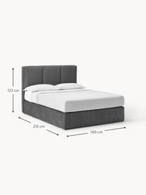 Letto boxspring Oberon, Superficie: nucleo a 5 zone di molle , Piedini: plastica Questo prodotto , Tessuto antracite, Larg. 180 x Lung. 200 cm, grado di durezza 3