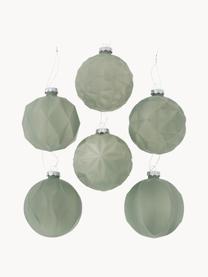 Boules de Noël Raven, 12 élém., Verre, laqué, Vert sauge, Ø 8 x haut. 8 cm