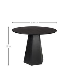 Okrągły stół do jadalni Pilar, Sklejka z fornirem z drewna jesionowego, Czarny, Ø 100 x W 76 cm