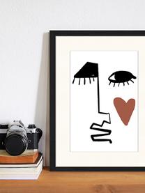 Ingelijste digitale print Love Your Face, Afbeelding: digitale print op papier,, Lijst: gelakt hout, Zwart, wit, roodbruin, B 33 cm x H 43 cm