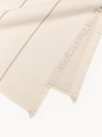 Fouta avec franges décoratives Elana, Blanc crème, beige, larg. 100 x long. 180 cm