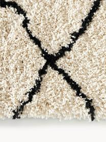 Zacht hoogpolig vloerkleed Naima, handgetuft, Onderzijde: 100% katoen Het materiaal, Beige, zwart, B 400 x L 500 cm