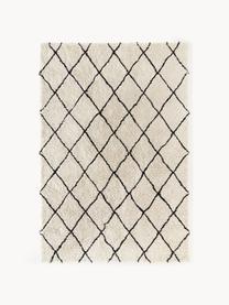 Flauschiger Hochflor-Teppich Naima, handgetuftet, Flor: 100 % Polyester, Beige, Schwarz, B 400 x L 500 cm  (Größe XXL)