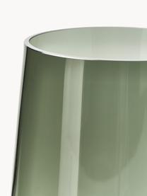 Vaso da terra in vetro soffiato Echasse, alt. 60 cm, Struttura: ottone, Vaso: vetro soffiato, Verde oliva trasparente, Ø 20 x Alt. 60 cm