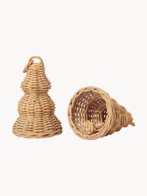 Baumanhänger Bell aus Rattan, 2 Stück, Rattan, Hellbraun, Ø 8 x H 11 cm