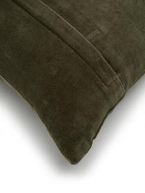 Poduszka z aksamitu z wypełnieniem Embroidered Antler, Tapicerka: 100% aksamit bawełniany, Oliwkowy zielony, biały, S 30 x D 50 cm