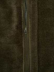 Poduszka z aksamitu z wypełnieniem Embroidered Antler, Tapicerka: 100% aksamit bawełniany, Oliwkowy zielony, biały, S 30 x D 50 cm