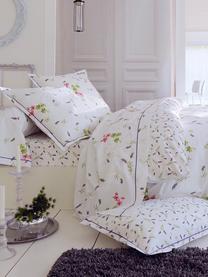 Housse de couette réversible en satin de coton Songe, Blanc, vert, lilas, rose vif