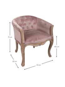 Sillón en terciopelo de madera Jona, Tapizado: terciopelo (100% poliéste, Asiento: 30 kg/m³, Patas: madera de caucho, Terciopelo rosa palo, An 61 x F 61 cm