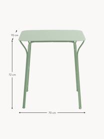 Mesa de exterior Hiray, 70 x 70 cm, Acero galvanizado pintado, Verde salvia, An 70 x F 70 cm